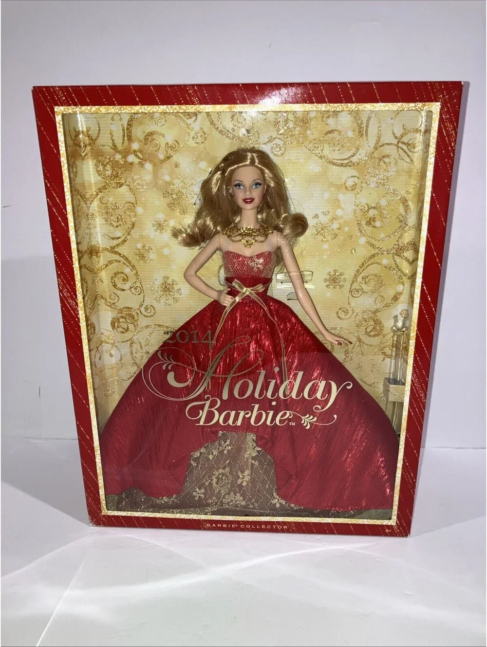 VINTAGE 2014 Holiday Barbie Doll Mattel Red & Gold Collector Edition NEW SEALED